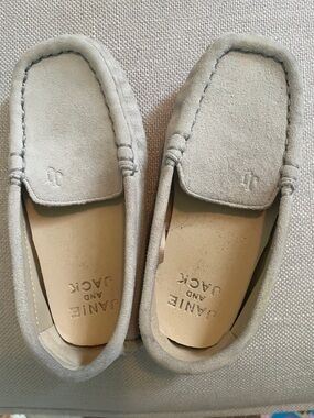 Janie and Jack Light Gray Suede Moccasin Kids Shoes